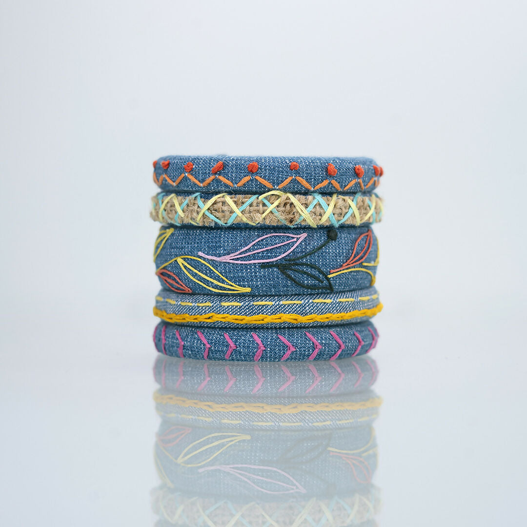 Jazzy Denim Bangle Set