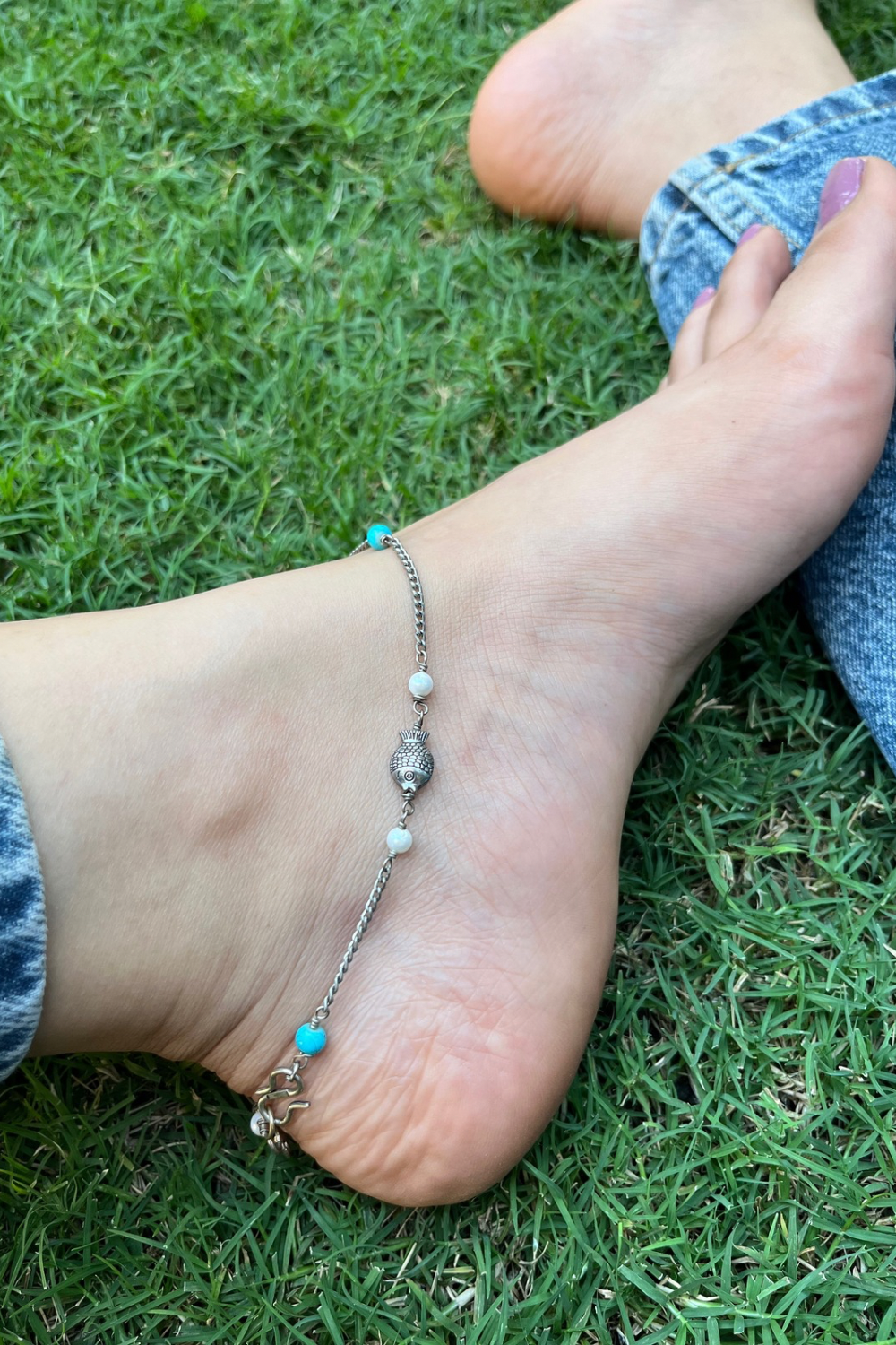Turquoise Fish Chain Anklet
