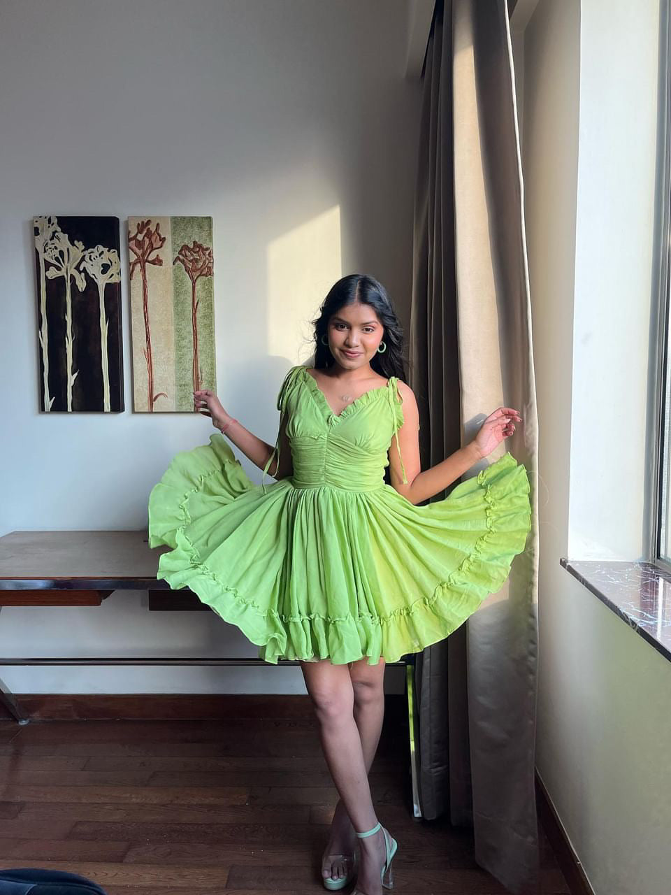 Pista Green Flare Dress