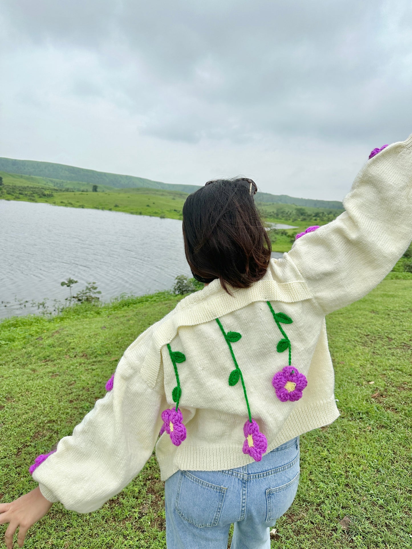 Plum Hanging Daisy Cardigan