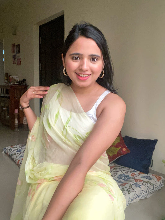 Gulabo - Handpainted Ready To Wear Chiffon Saree