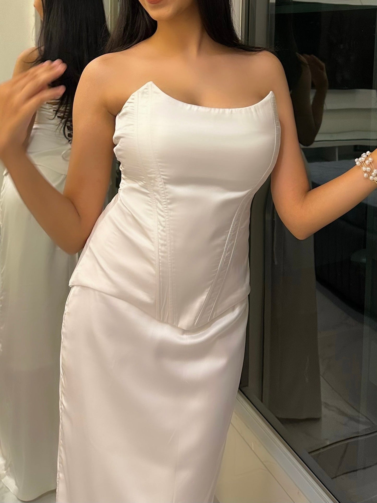 Monica Royal Satin Corset Set