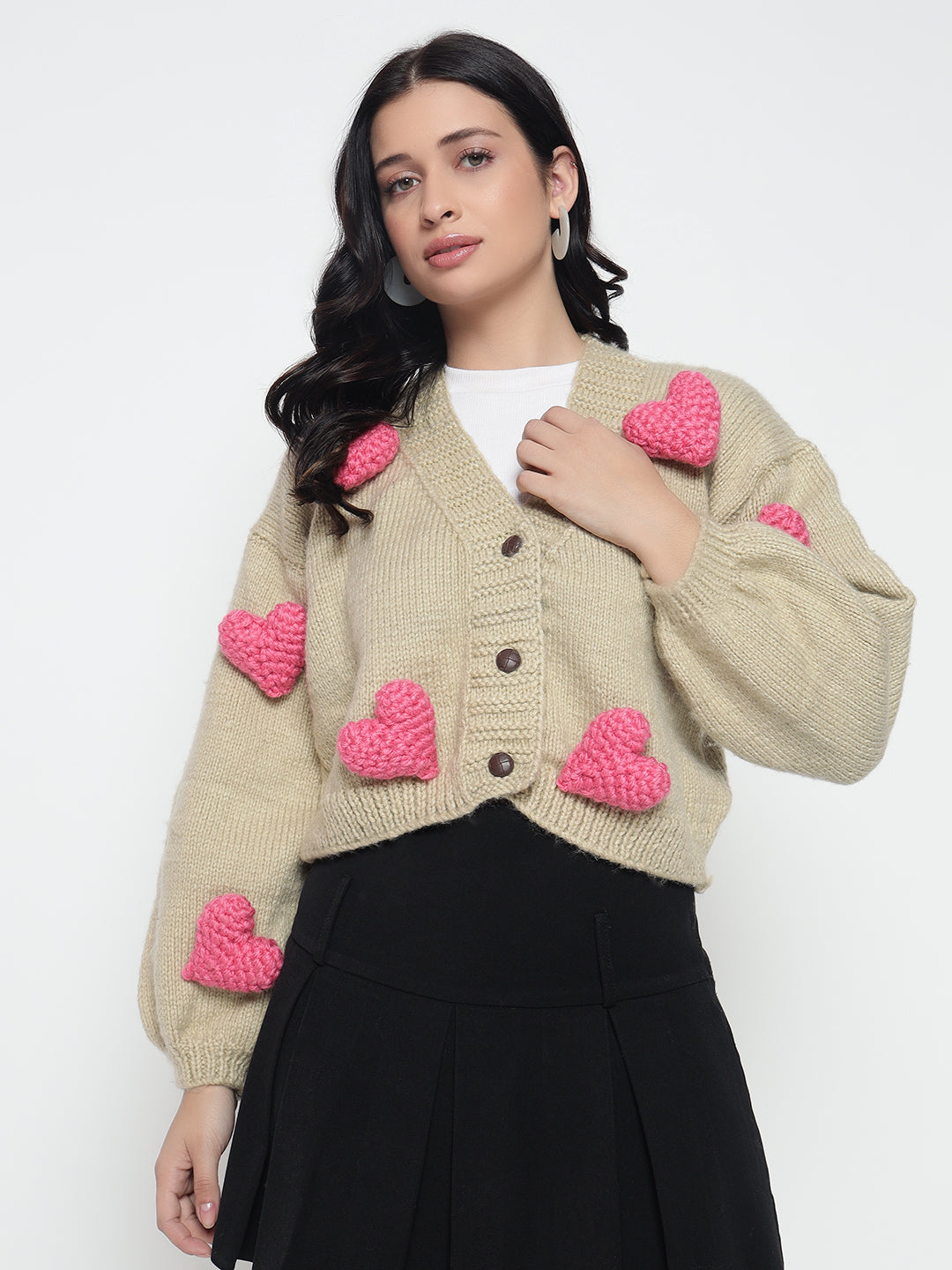 Love Tactic Cardigan - Pink Beige