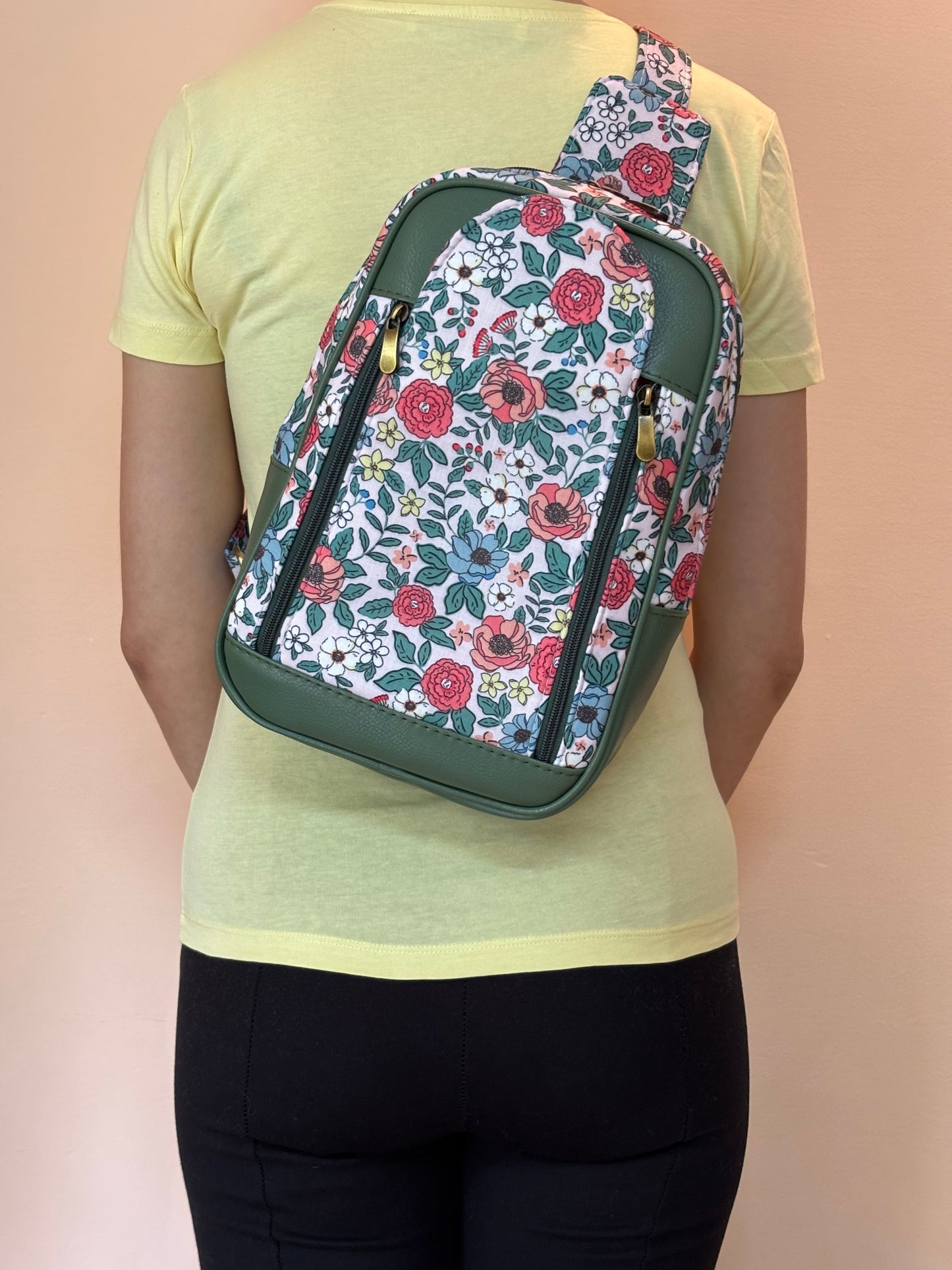 Floral Charm Chest & Back Handcrafted Backpack