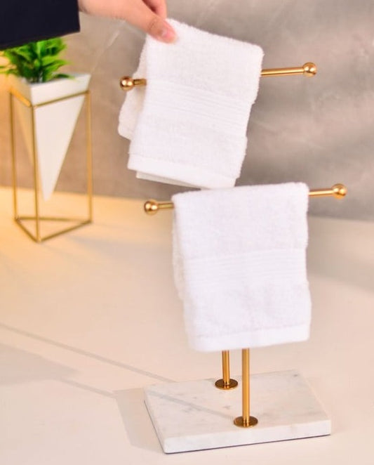 Towel Stand : Stainless Steel & White Marble