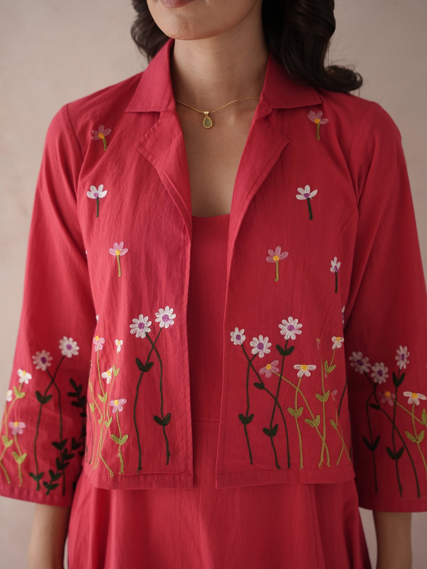 Noir Embroidery Cotton Jacket Dress