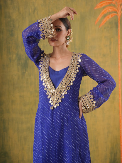 Rani Meher Blue Mirror Suit Set