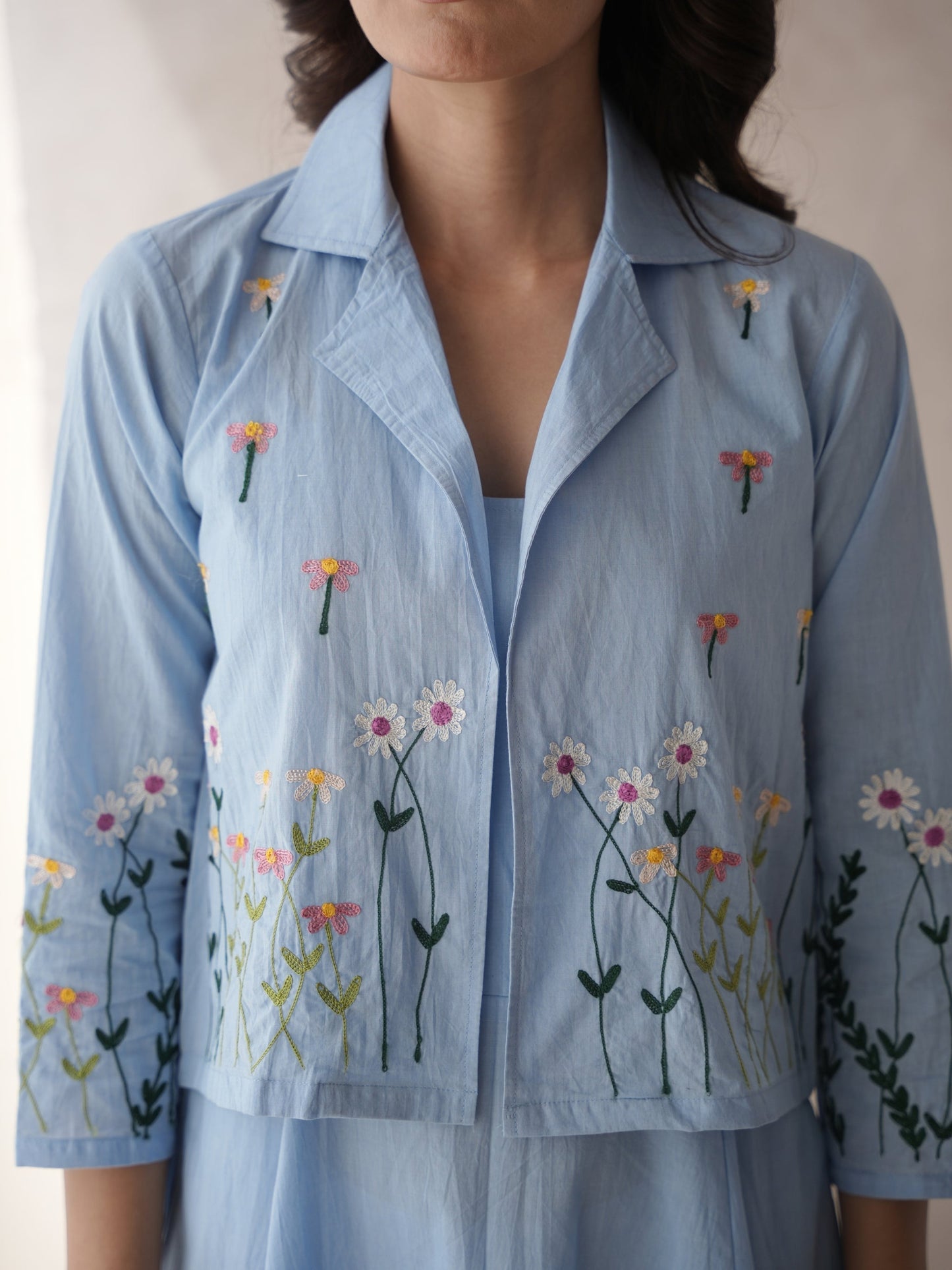 Noir Embroidery Cotton Jacket Dress