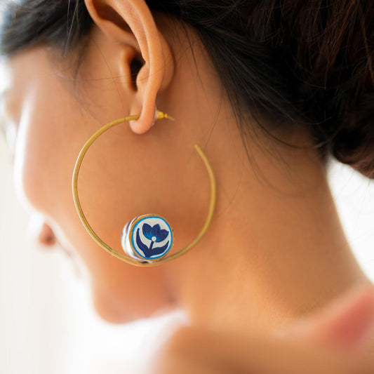3d Indigo Brass Earrings