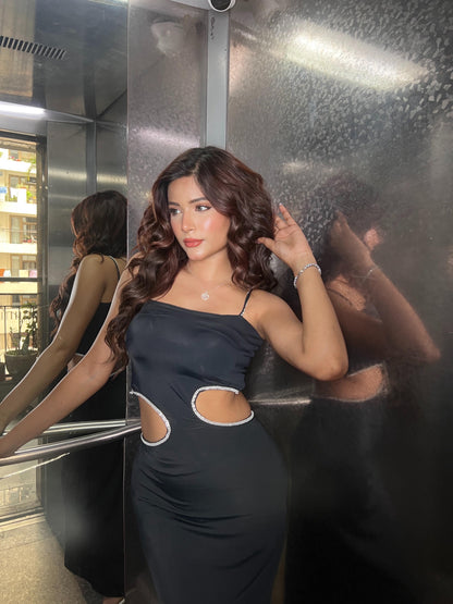 Rhinestone Cutout Dress