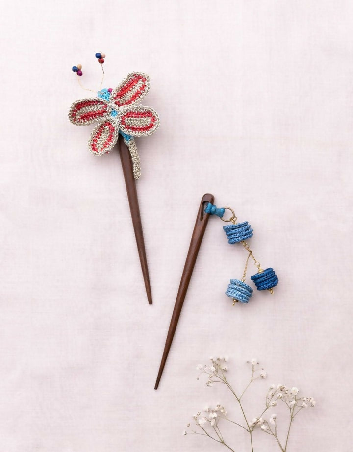 Butterfly & Tiki Hair Sticks (Pair)