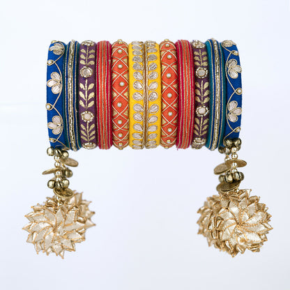 Khanak Multicolor Bangle Set With Hanging