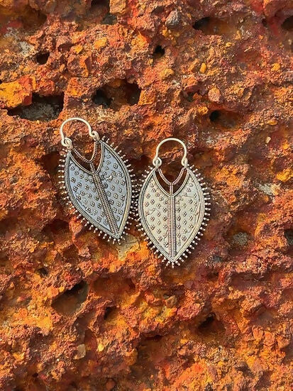 Ambiya Silver Antique Finish Brass Earrings