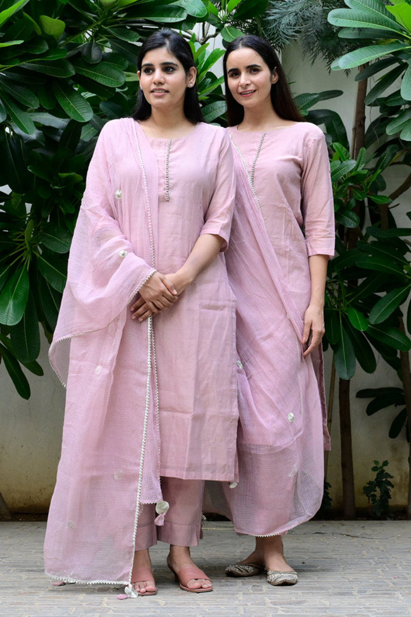 Mauve Chanderi Suit Set