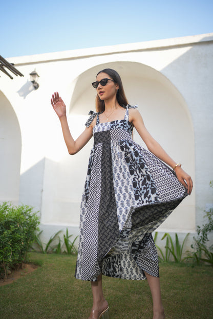 Midnight Tides Patchwork Dress