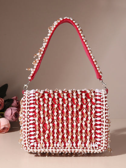 Crimson Red Jewel Flap Bag