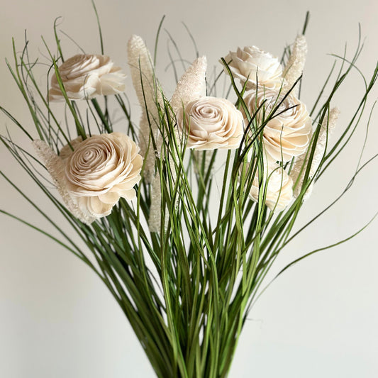 Classic Green and White Everlasting Floral Bunch