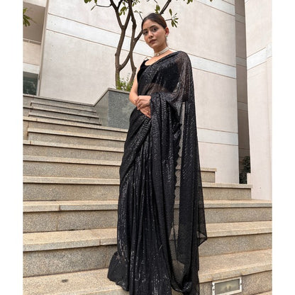 Black Sequin Saree