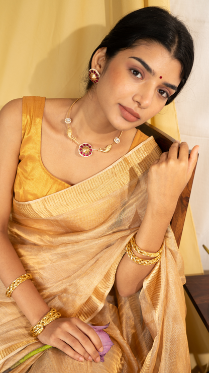 Gazal Necklace and Earrings Gold Set