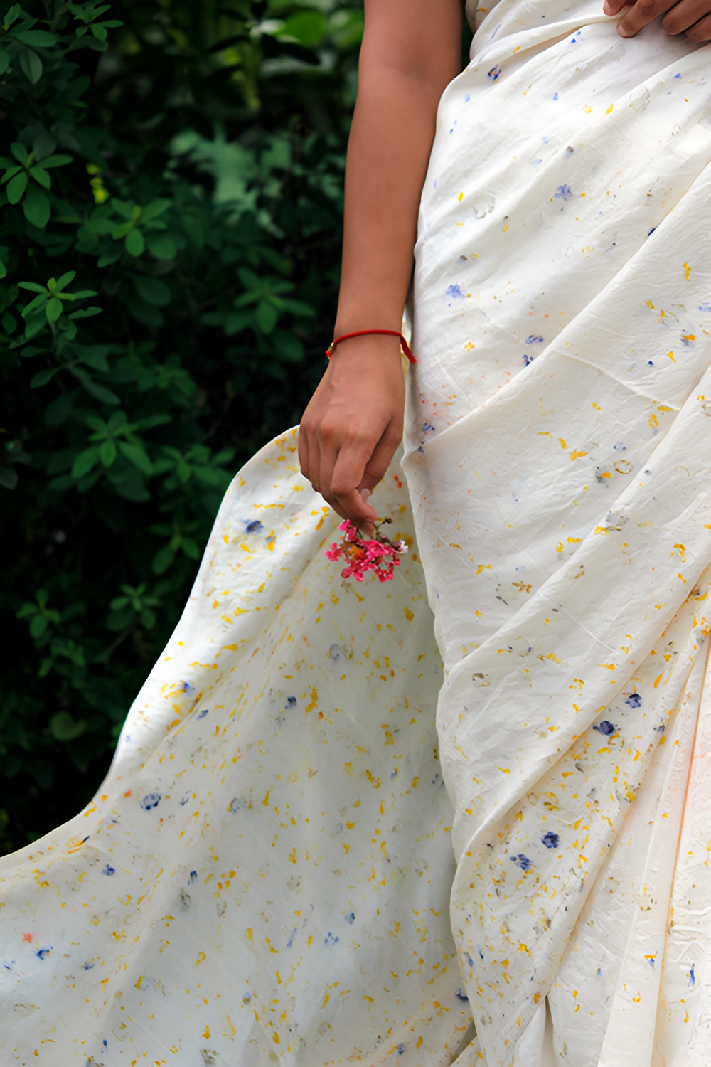 Natural Flower Dyed Saada Habutai Silk Saree