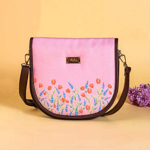 Tulips and Lavender Flap Sling Bag