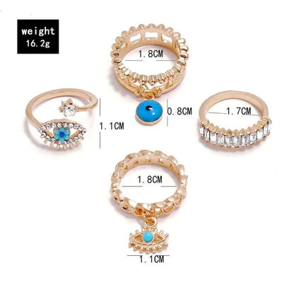 Boho Evil Eye Ring Set