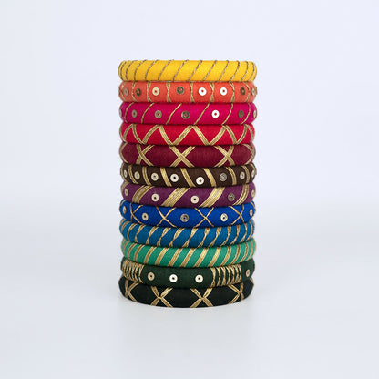 Flurocent Multicolor Gotapatti Bangle Set