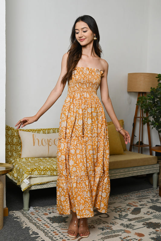 Sunflower Cotton Tube Dress