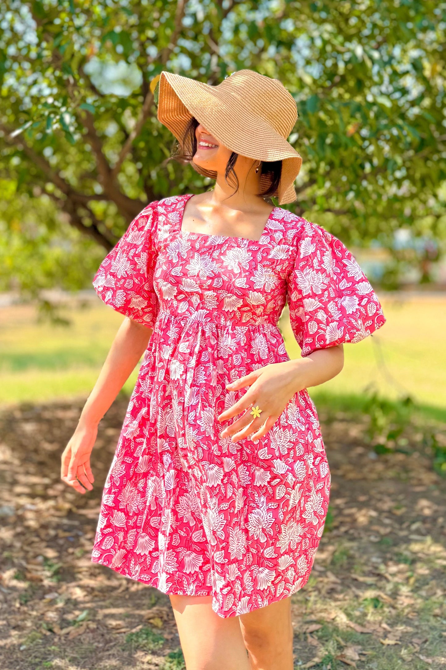 Pink Paradise Floral Printed Dress