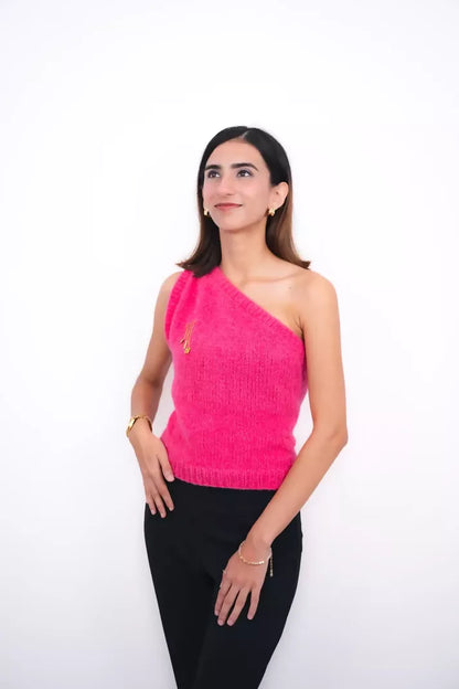 Aurelia One-Shoulder Pink Vest