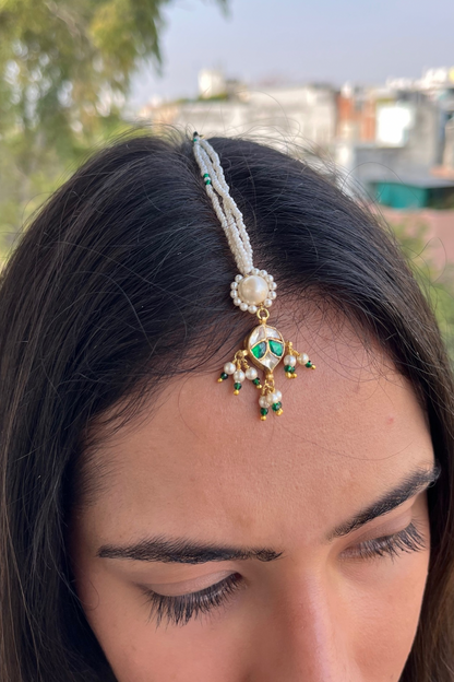 Green Paan Polki Maangtikka