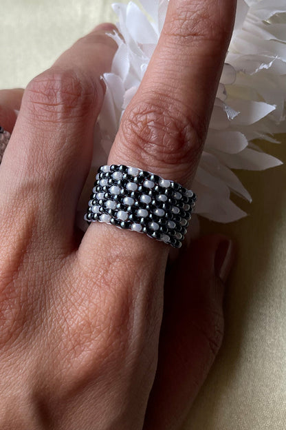 Arsenic Cream Beaded Ring