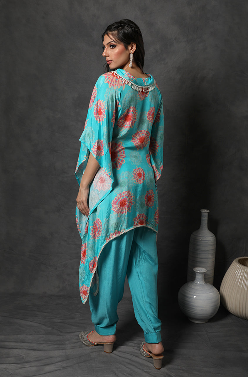 Masakali Mikado Yellow/Sky BlueTwo Piece Kaftan Set