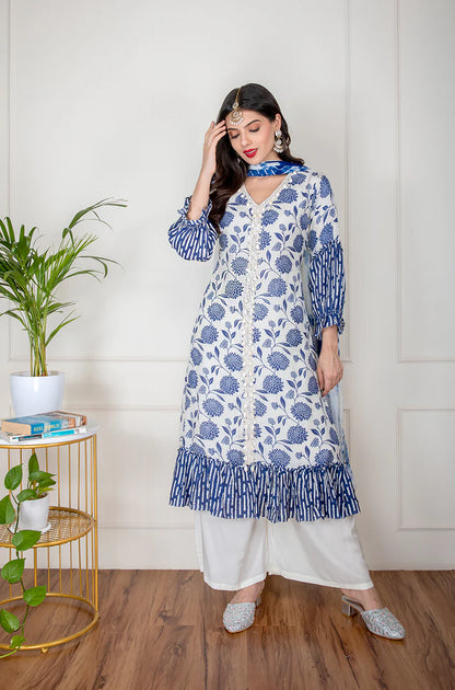 Khwaab Midnight Blue Three Piece Suit Set