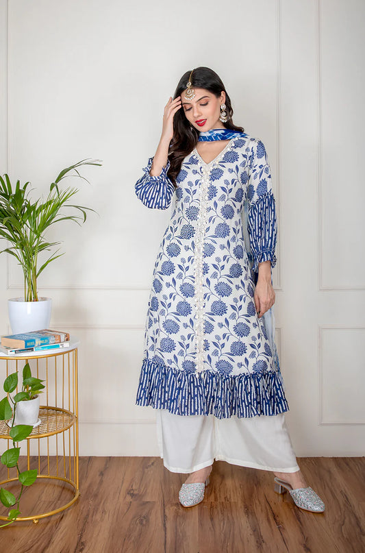 Khwaab Midnight Blue Three Piece Suit Set