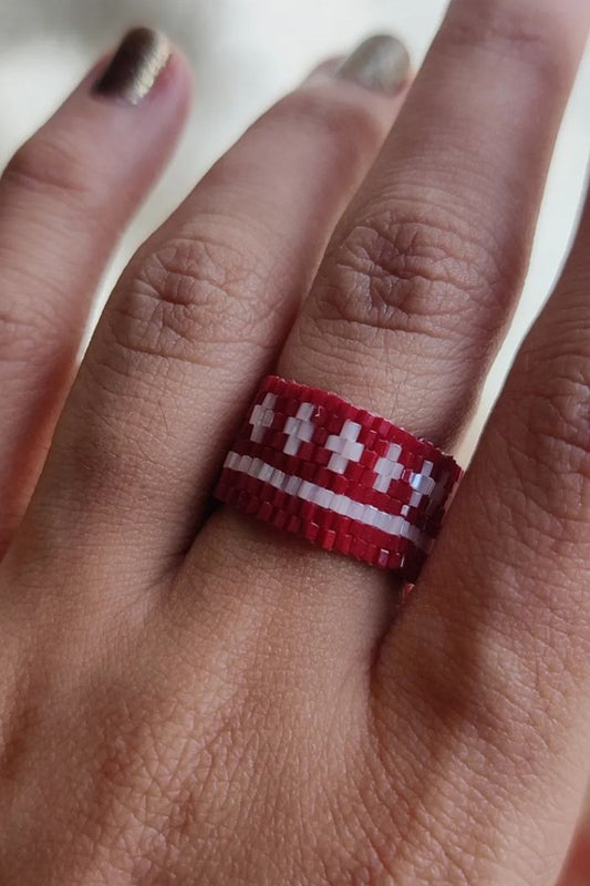 Cranberry Beaded Ring