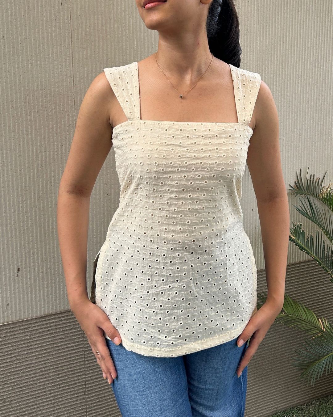 Schiffli Cotton Short Kurti