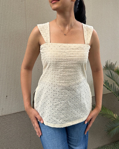 Schiffli Cotton Short Kurti