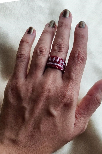Cranberry Beaded Ring