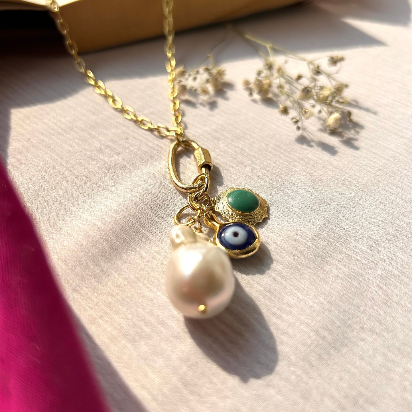 White Opal Charm Necklace