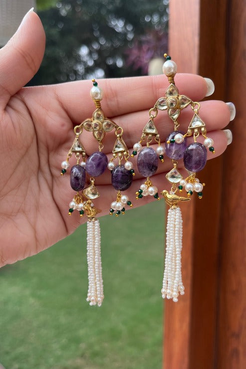 Amethyst Bird Earrings