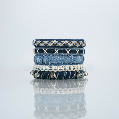 Bluesy Denim Bangle Set