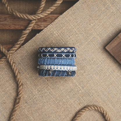 Bluesy Denim Bangle Set