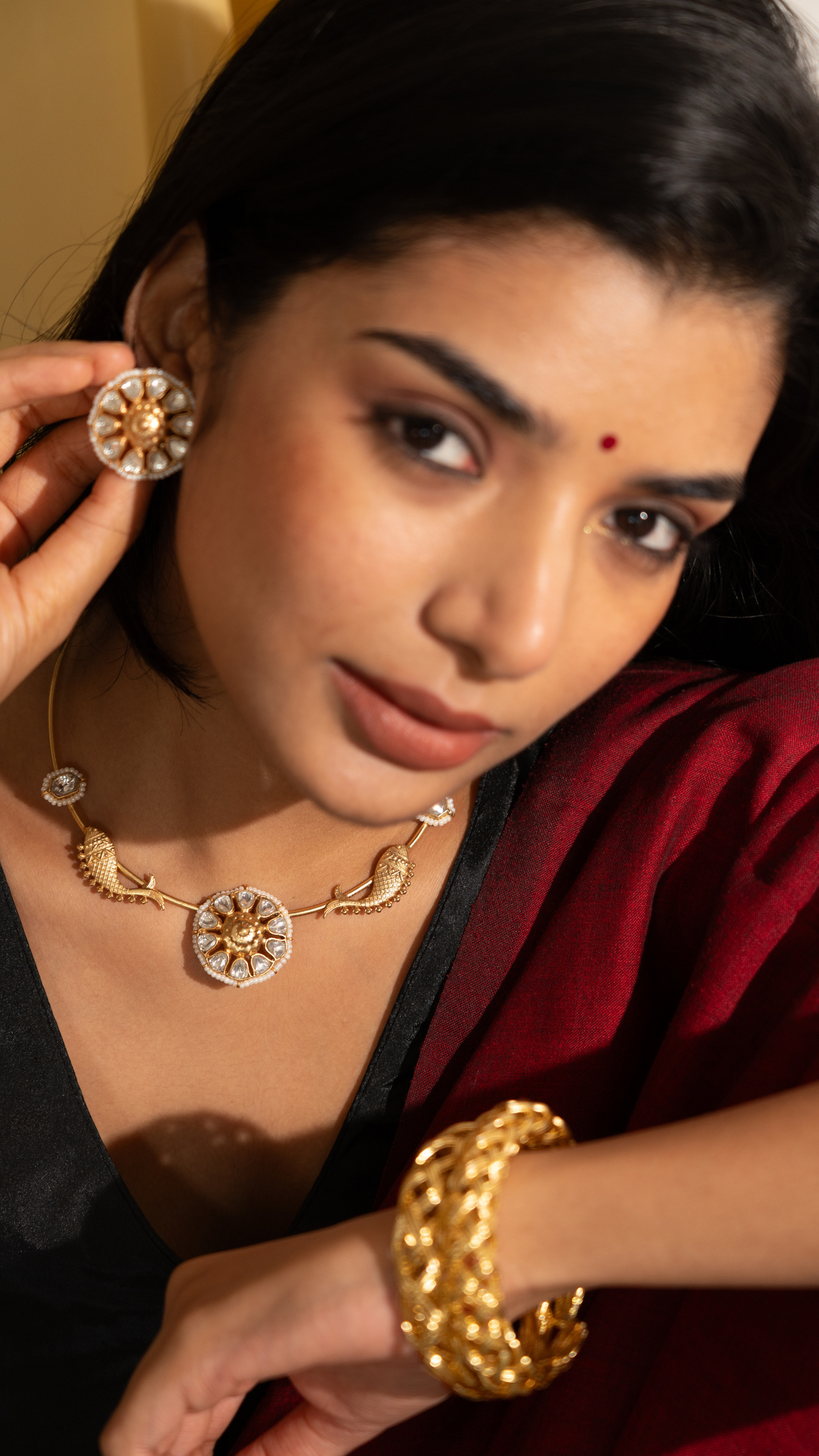 Gazal Necklace and Earrings Gold Set