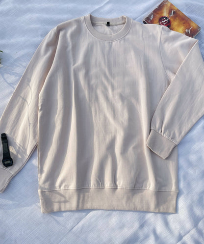 Sakura Embroidered Beige Sweatshirt