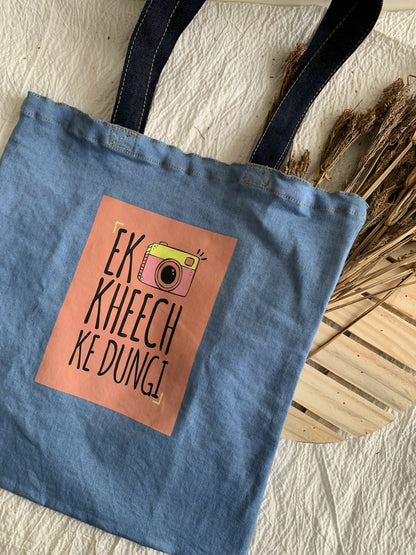 Ek Kheech Ke Dungi Denim Printed Tote