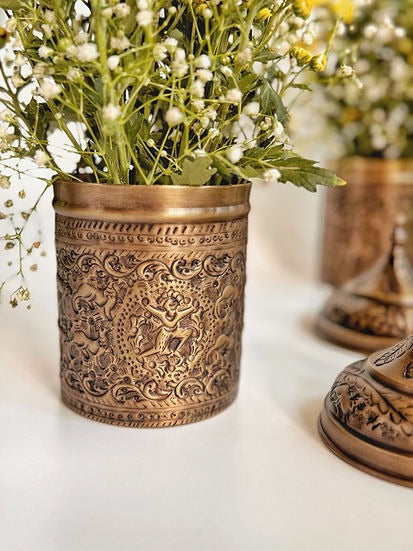 Antique Finish Brass Jars Set of 2