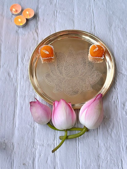 Brass Lotus Thali