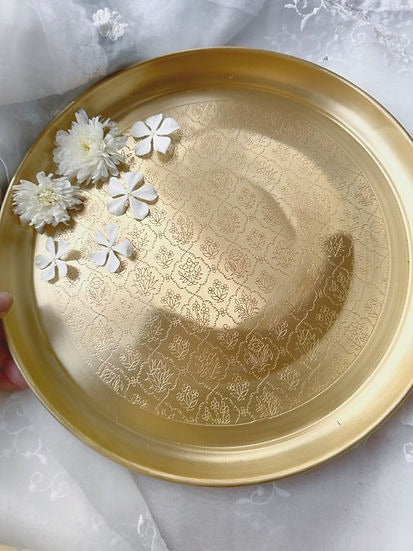 Blossom Brass Thali Matt Finish