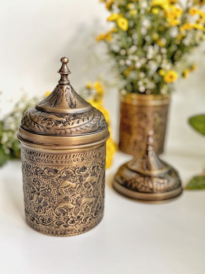 Antique Finish Brass Jars Set of 2